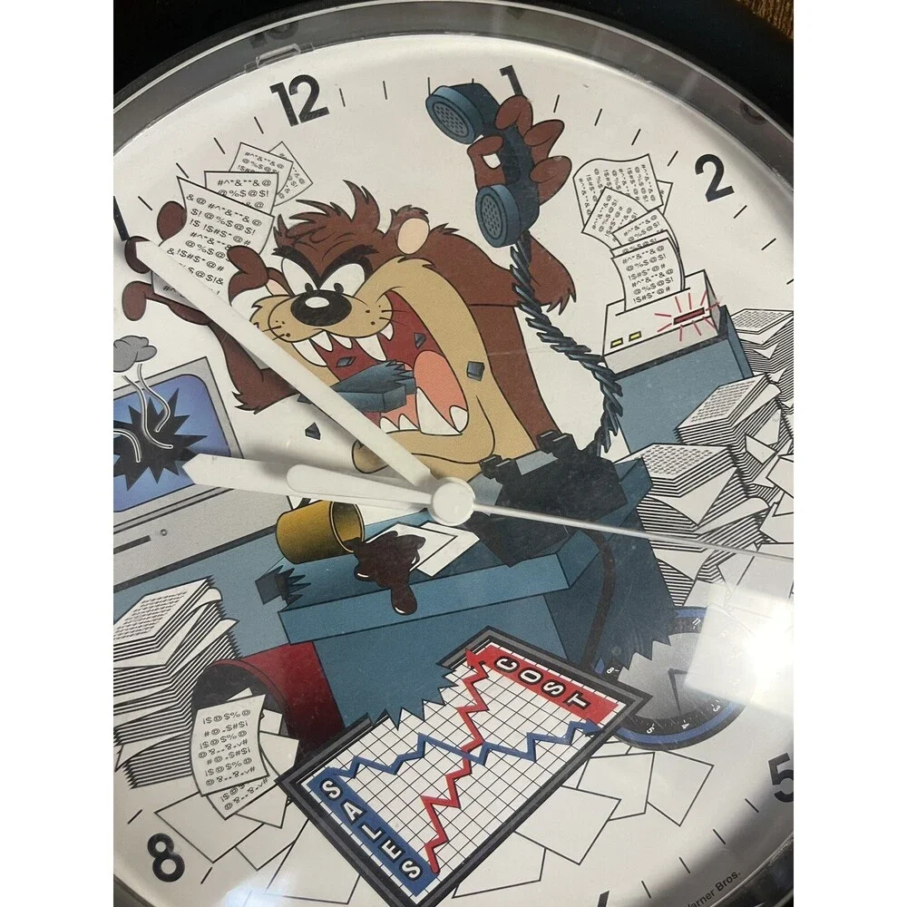 Tasmanian Devil Taz Westclox 1996 Wall Clock Office Looney Tunes Vintage MINT